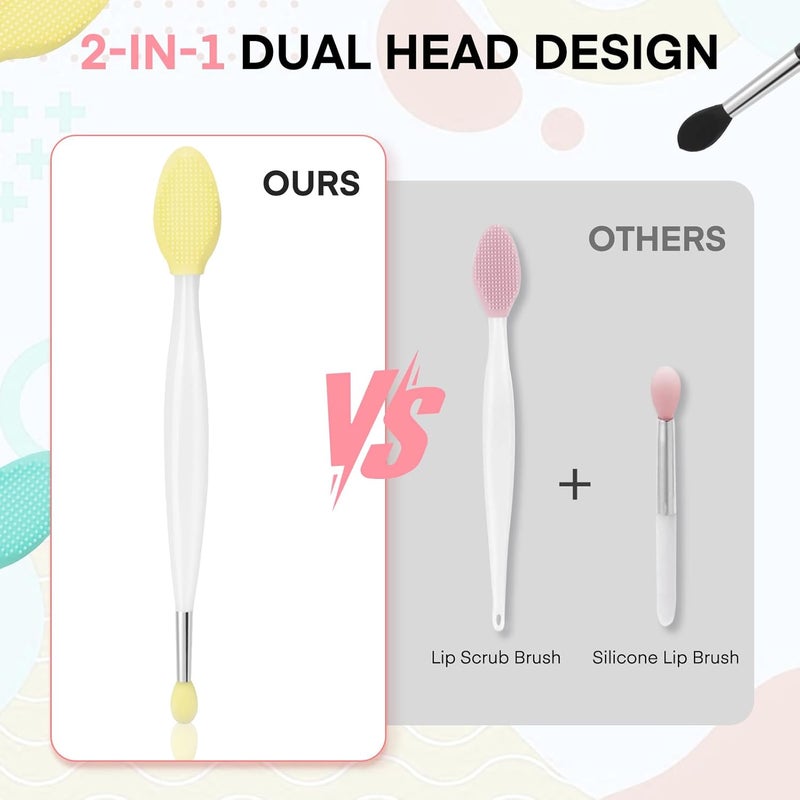 Unaone Lip Scrub Brush - 3 PCS Dual-ended Lip Scrubber Exfoliator and Silicone Lip Brush, 2-in-1 Silicone Lip Scrub Tool Lip Mask Applicator, Gentle Exfoliator & Applicator for Soft - Image 2